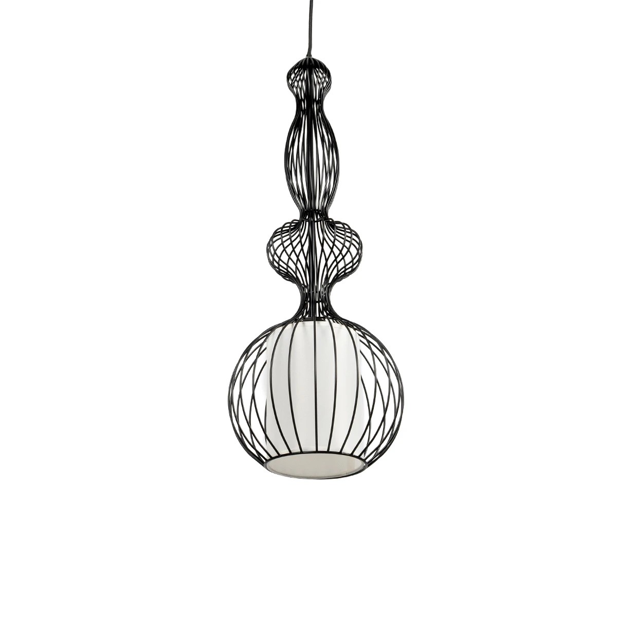 LEDTM® LILY 01560 Vintage Κρεμαστό Φωτιστικό Οροφής με Ντουί 1 x E27 AC 220-240V IP20 - Μαύρο & Λευκό - Μ23,5 x Π23,5 x Υ67cm - Image 5