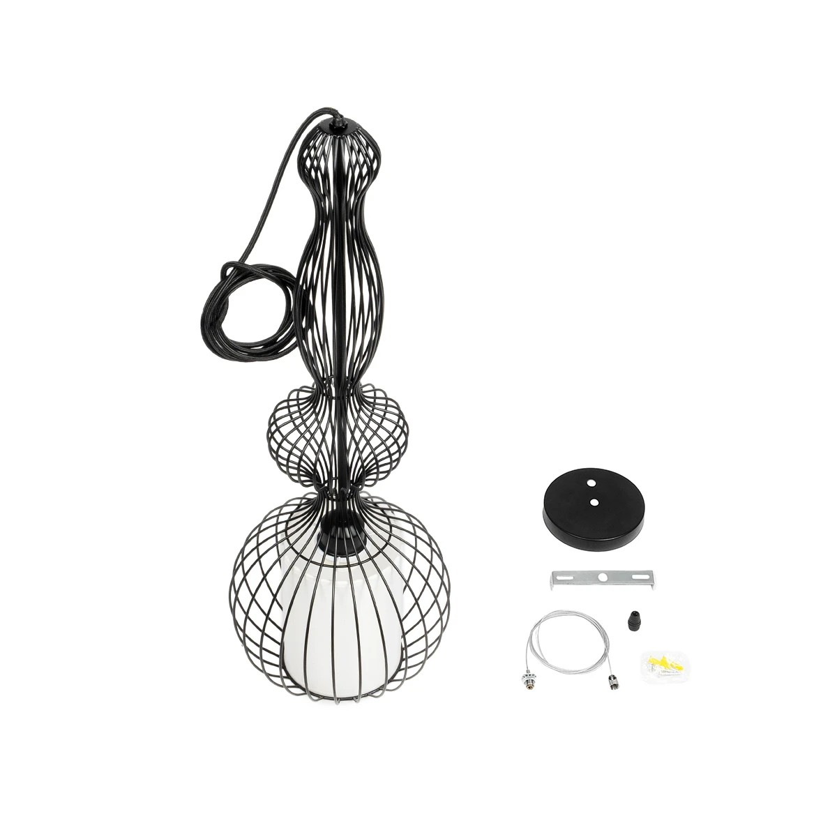 LEDTM® LILY 01560 Vintage Κρεμαστό Φωτιστικό Οροφής με Ντουί 1 x E27 AC 220-240V IP20 - Μαύρο & Λευκό - Μ23,5 x Π23,5 x Υ67cm - Image 10