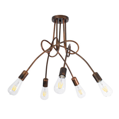 Alternative view of LEDTM® PAULELI 01564 Μοντέρνο Φωτιστικό Οροφής με Ντουί 5 x E27 AC 220-240V IP20 - Χάλκινο - Μ80 x Π80 x Υ40cm