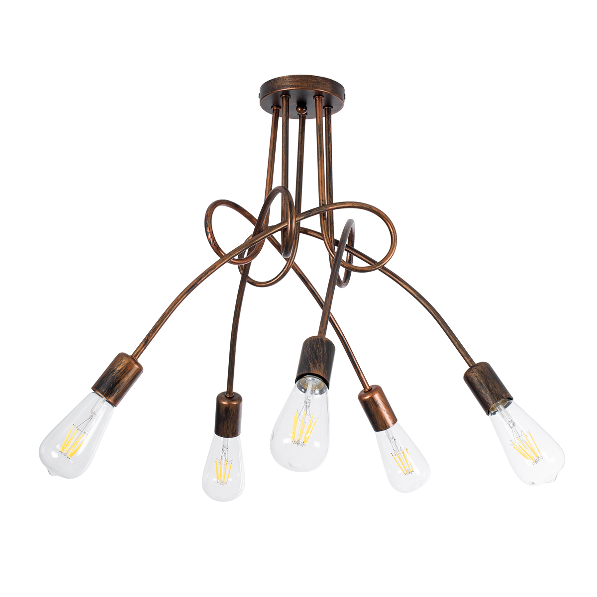LEDTM® PAULELI 01564 Μοντέρνο Φωτιστικό Οροφής με Ντουί 5 x E27 AC 220-240V IP20 - Χάλκινο - Μ80 x Π80 x Υ40cm - Image 2