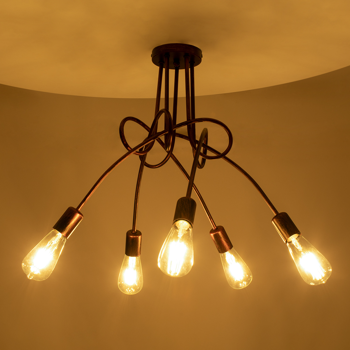 LEDTM® PAULELI 01564 Μοντέρνο Φωτιστικό Οροφής με Ντουί 5 x E27 AC 220-240V IP20 - Χάλκινο - Μ80 x Π80 x Υ40cm - Image 3