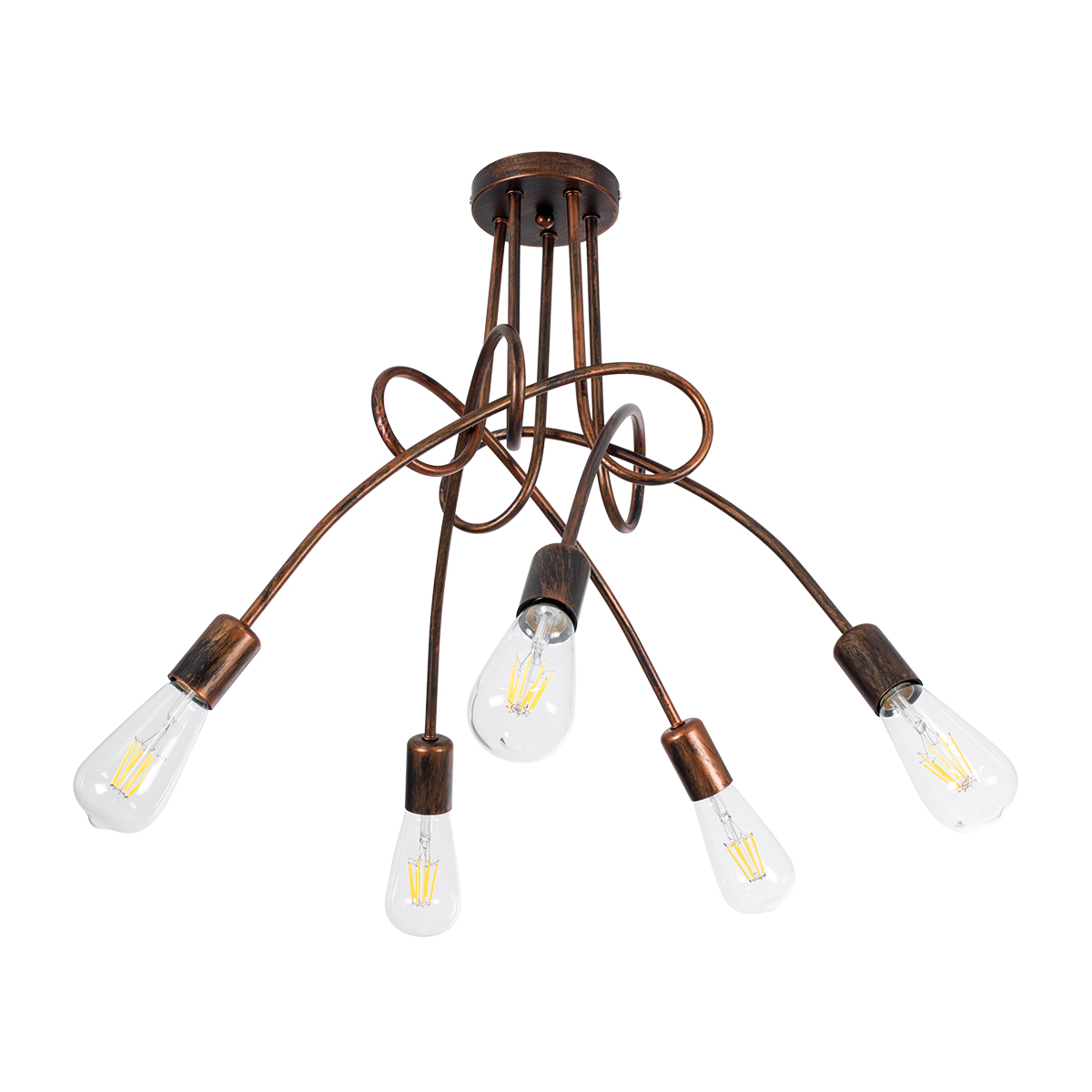 LEDTM® PAULELI 01564 Μοντέρνο Φωτιστικό Οροφής με Ντουί 5 x E27 AC 220-240V IP20 - Χάλκινο - Μ80 x Π80 x Υ40cm - Image 5