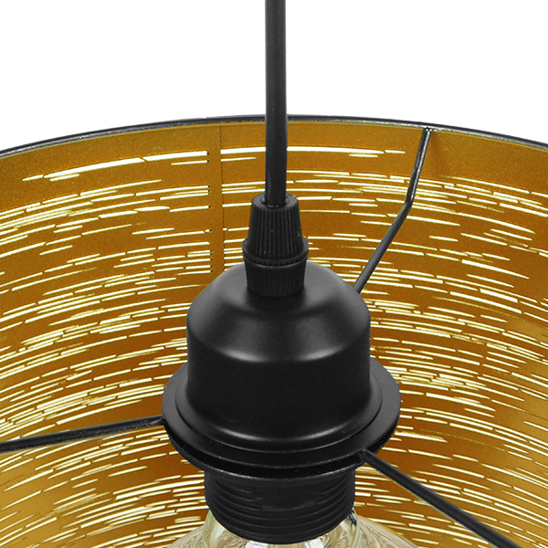 LEDTM® ACCADEMIA 01584 Μοντέρνο Κρεμαστό Φωτιστικό Οροφής με Ντουί 1 x E27 AC 220-240V IP20 - Μαύρο & Χρυσό - Μ35 x Π35 x Y25cm - Image 8