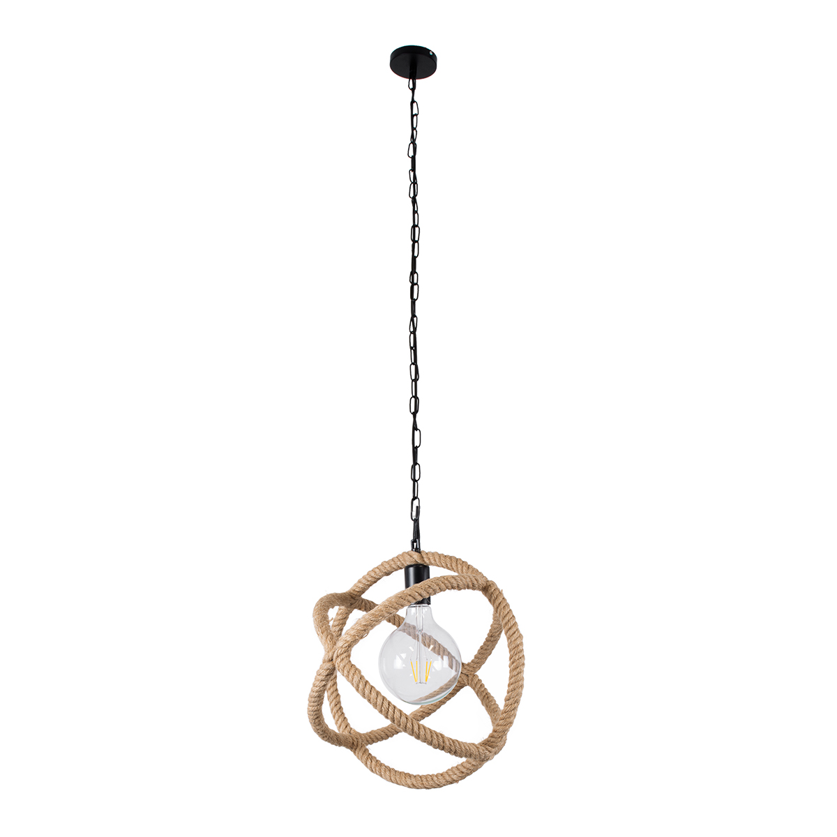 LEDTM® BALANCE 01596 Vintage Κρεμαστό Φωτιστικό Οροφής με Ντουί 1 x E27 AC 220-240V IP20 - Μαύρο & Μπεζ - Μ35 x Π35 x Υ36cm - Image 4