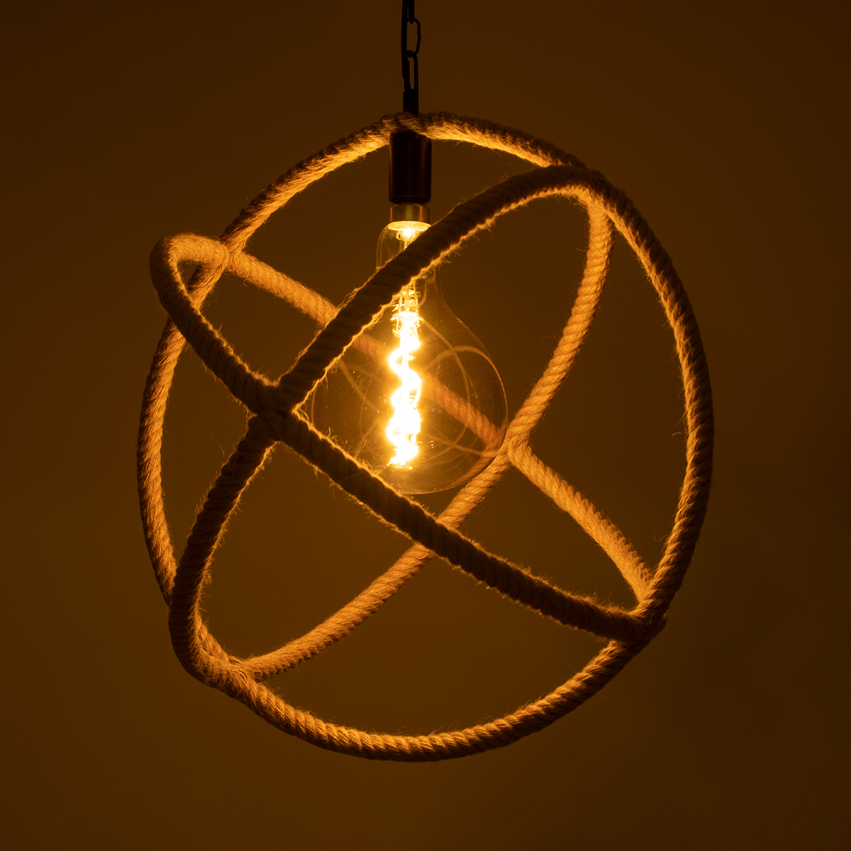 LEDTM® BELLE 01597 Vintage Κρεμαστό Φωτιστικό Οροφής με Ντουί 1 x E27 AC 220-240V IP20 - Μπεζ - Μ56 x Π56 x Y58cm - Image 3