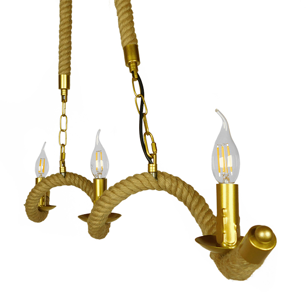 LEDTM® LUXOR 01598 Vintage Κρεμαστό Φωτιστικό Οροφής με Ντουί 3 x E14 AC 220-240V IP20 - Χρυσό & Μπεζ - Μ75 x Π13 x Y18cm - Image 3