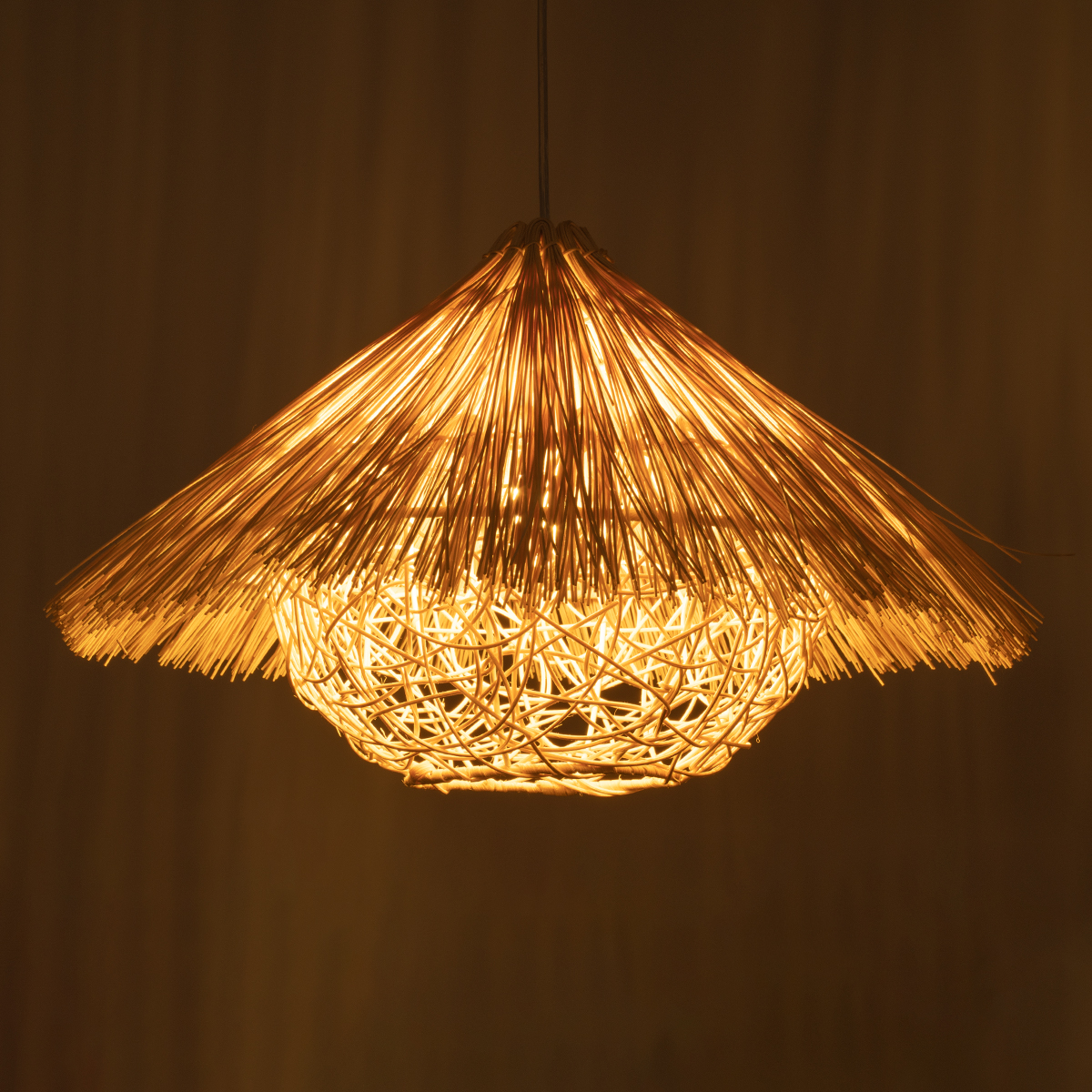 LEDTM® CHEOPE 01599 Boho Κρεμαστό Φωτιστικό Οροφής με Ντουί 1 x E27 AC 220-240V IP20 - Μπεζ - Μ45 x Π45 x Υ35cm - Image 3