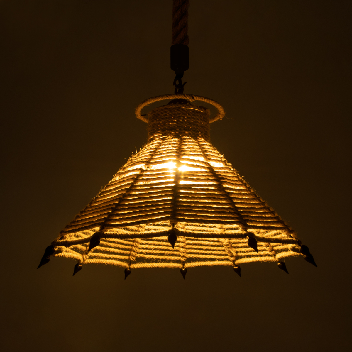 LEDTM® OZERO 01603 Boho Κρεμαστό Φωτιστικό Οροφής με Ντουί 1 x E27 AC 220-240V IP20 - Μπεζ & Μαύρο - Μ41 x Π41 x Y28cm - Image 3