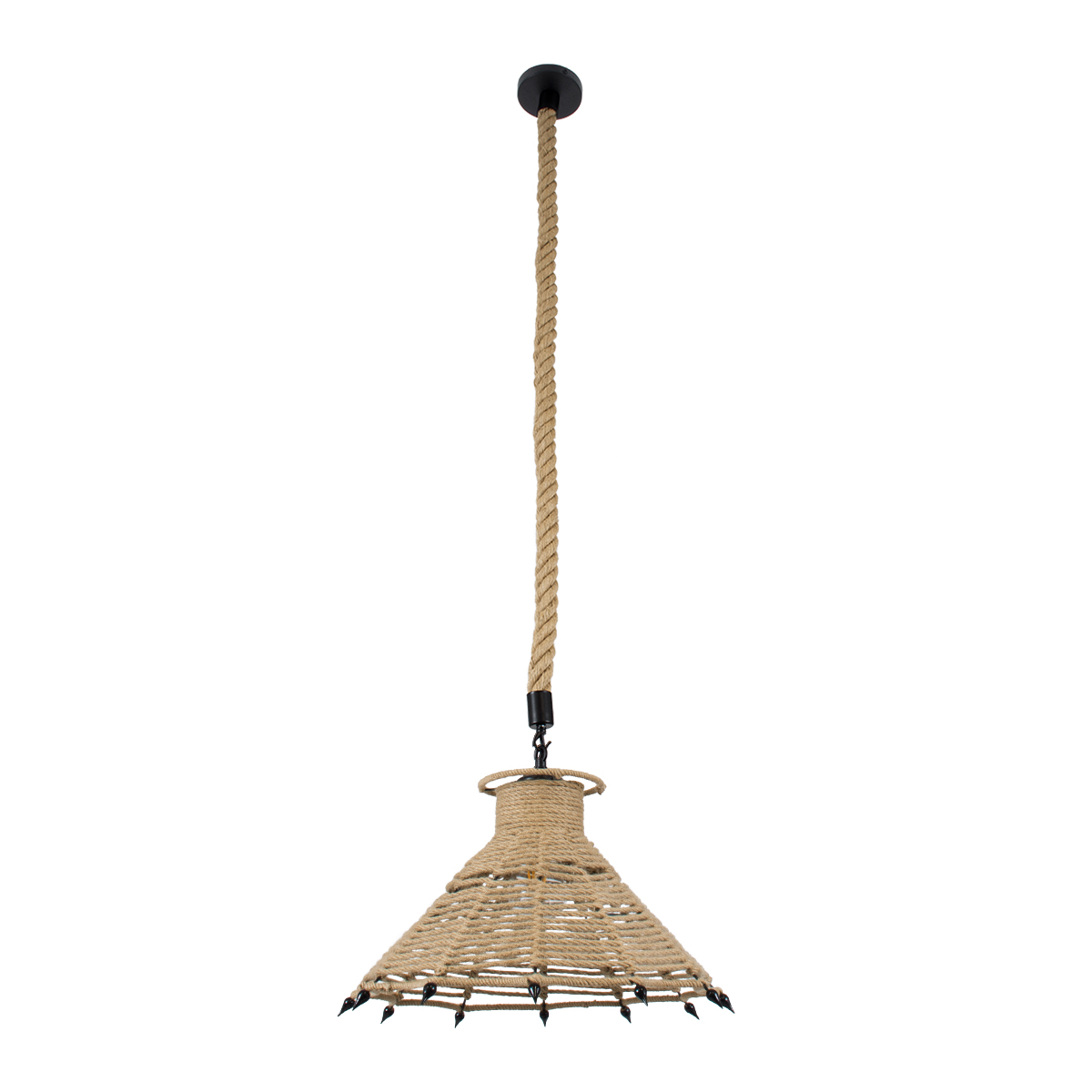 LEDTM® OZERO 01603 Boho Κρεμαστό Φωτιστικό Οροφής με Ντουί 1 x E27 AC 220-240V IP20 - Μπεζ & Μαύρο - Μ41 x Π41 x Y28cm - Image 4