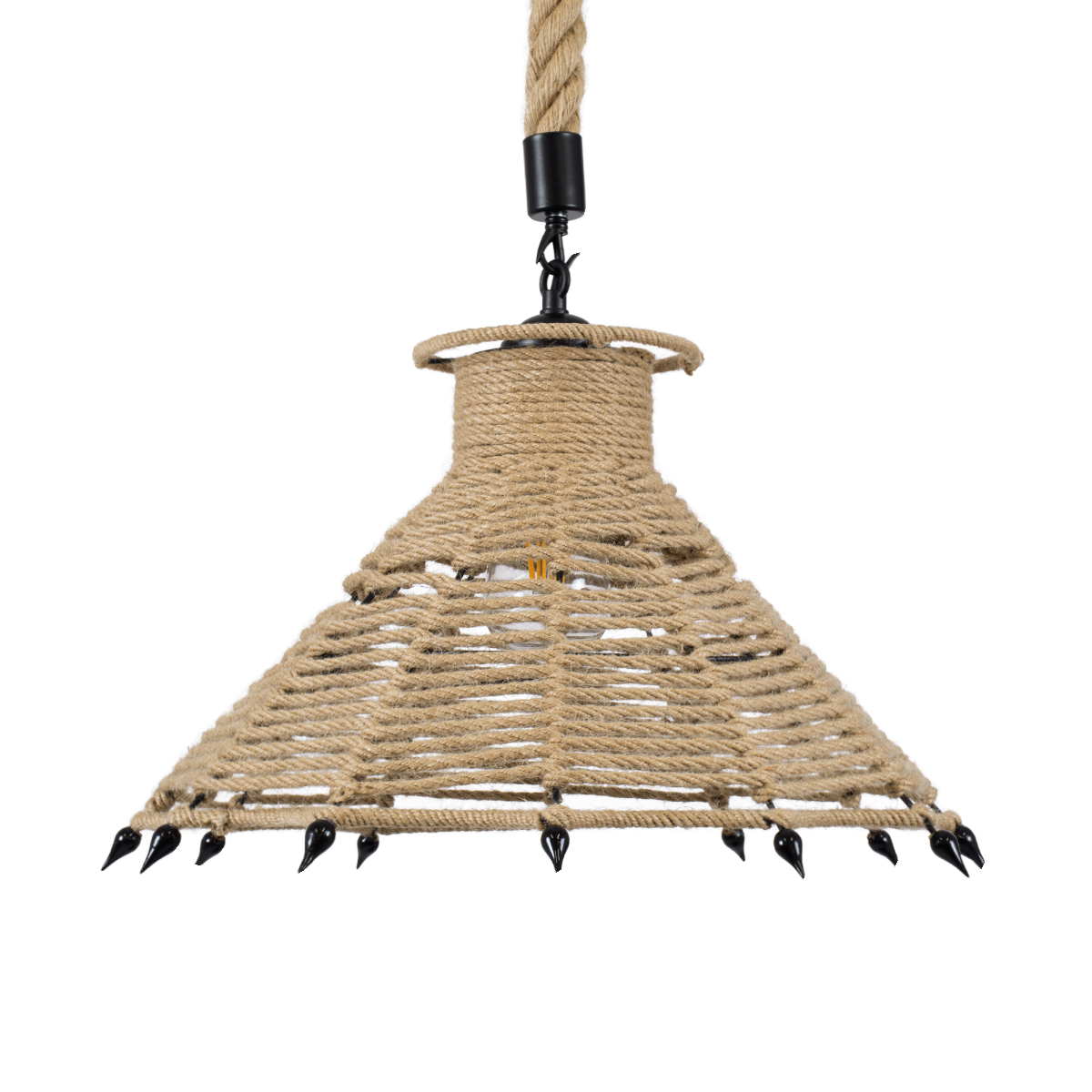 LEDTM® OZERO 01603 Boho Κρεμαστό Φωτιστικό Οροφής με Ντουί 1 x E27 AC 220-240V IP20 - Μπεζ & Μαύρο - Μ41 x Π41 x Y28cm - Image 5