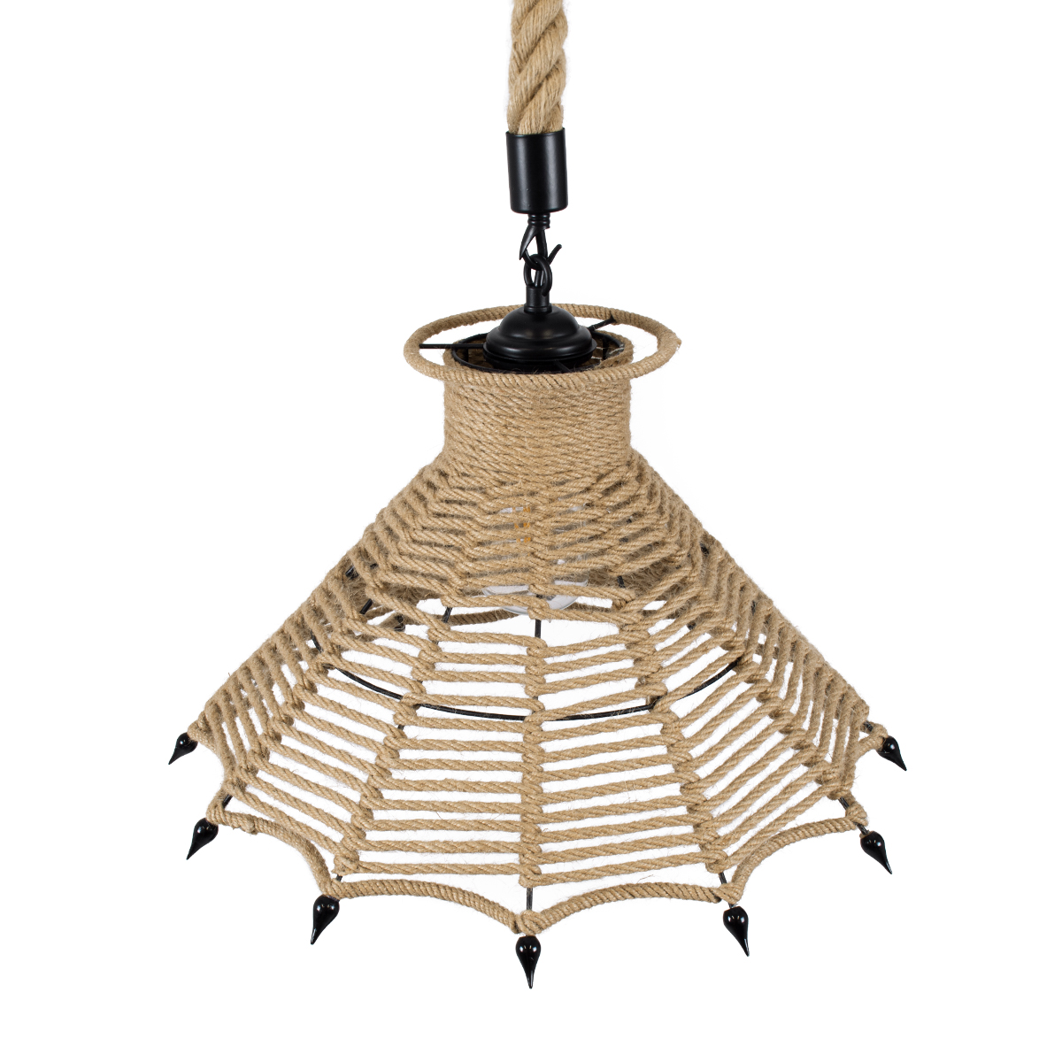 LEDTM® OZERO 01603 Boho Κρεμαστό Φωτιστικό Οροφής με Ντουί 1 x E27 AC 220-240V IP20 - Μπεζ & Μαύρο - Μ41 x Π41 x Y28cm - Image 7