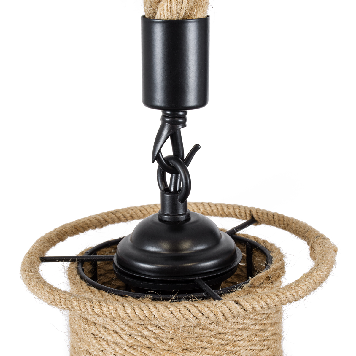 LEDTM® OZERO 01603 Boho Κρεμαστό Φωτιστικό Οροφής με Ντουί 1 x E27 AC 220-240V IP20 - Μπεζ & Μαύρο - Μ41 x Π41 x Y28cm - Image 8