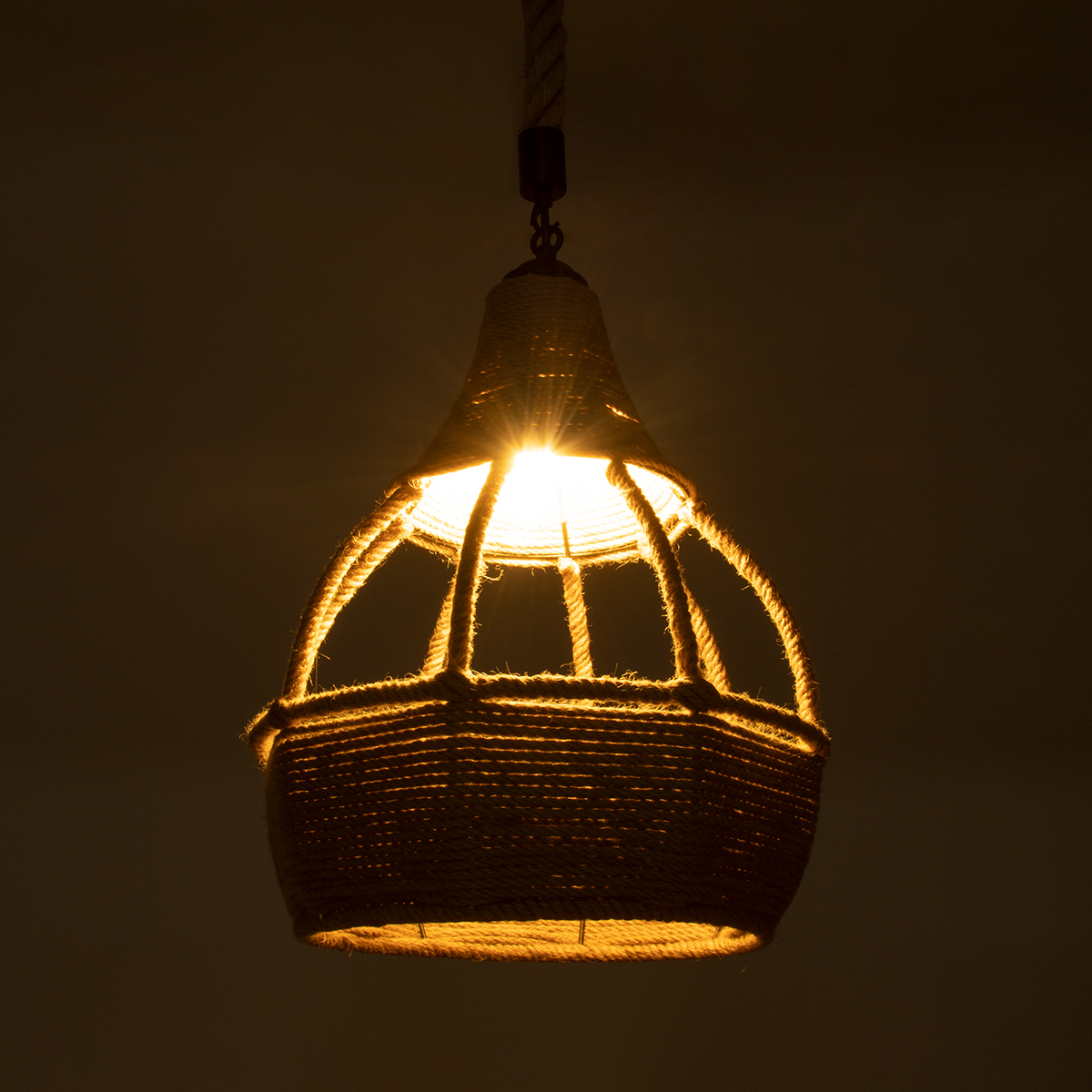 LEDTM® KUBRIC 01605 Boho Κρεμαστό Φωτιστικό Οροφής με Ντουί 1 x E27 AC 220-240V IP20 - Μπεζ - Μ30 x Π30 x Y40cm - Image 3