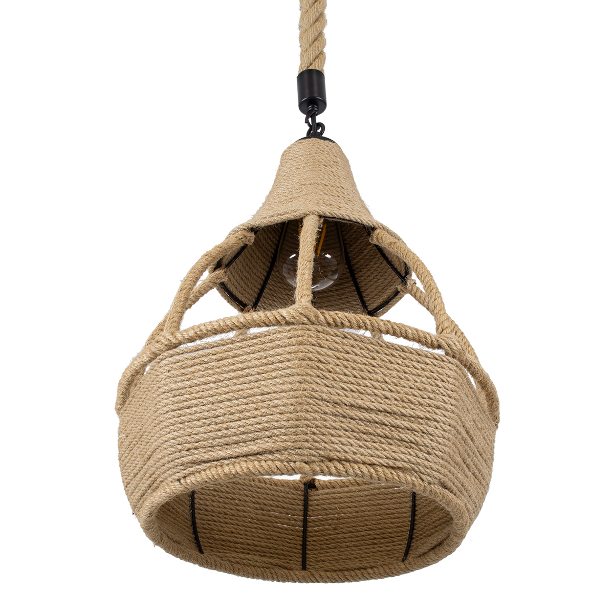 LEDTM® KUBRIC 01605 Boho Κρεμαστό Φωτιστικό Οροφής με Ντουί 1 x E27 AC 220-240V IP20 - Μπεζ - Μ30 x Π30 x Y40cm - Image 6