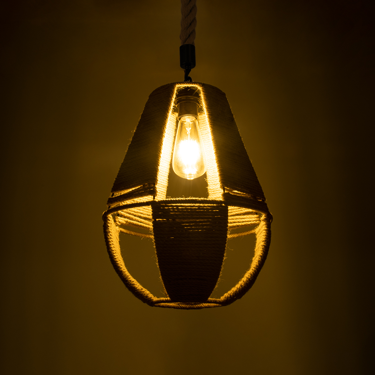 LEDTM® POLIA 01608 Boho Κρεμαστό Φωτιστικό Οροφής με Ντουί 1 x E27 AC 220-240V IP20 - Μπεζ - Μ30 x Π30 x Y42cm - Image 3