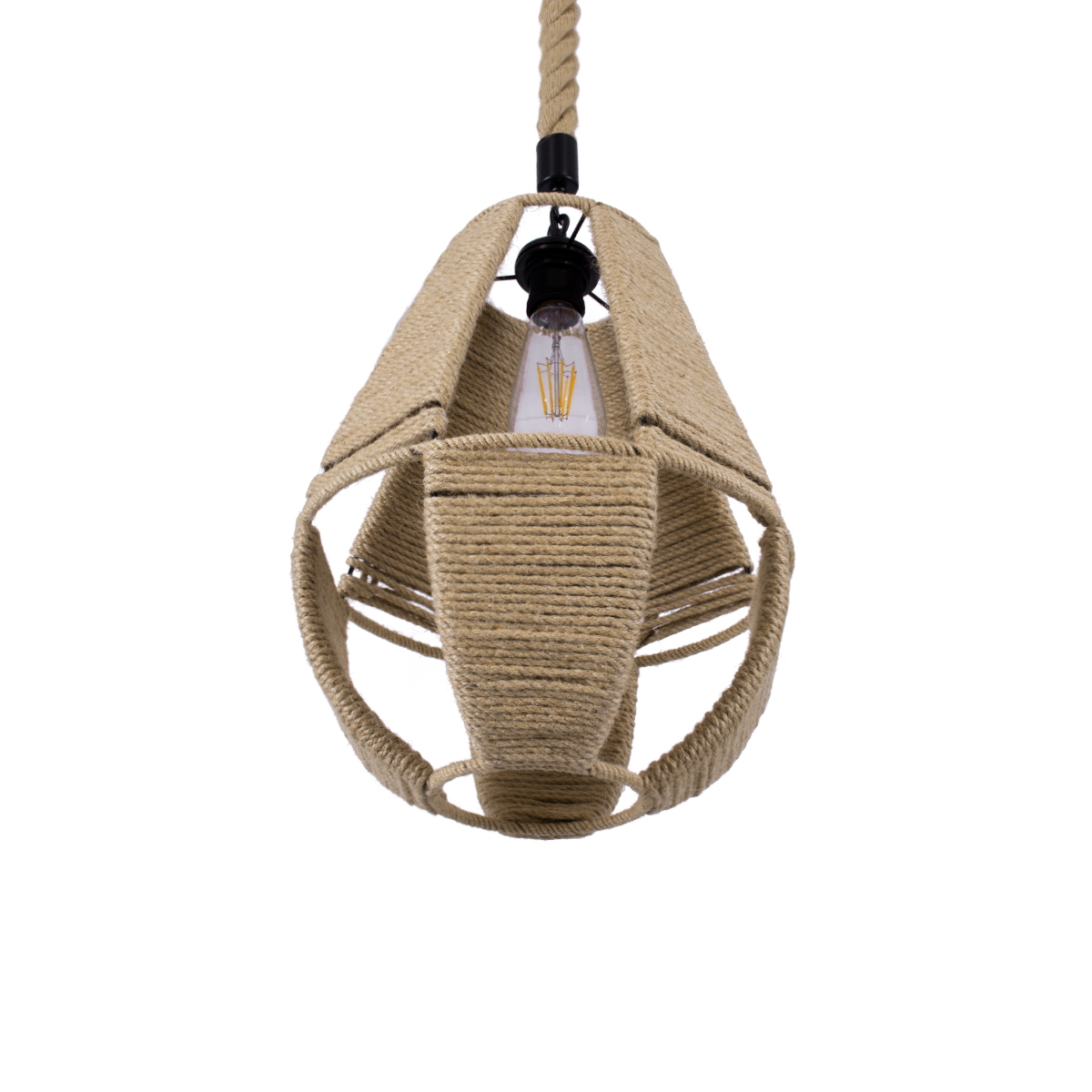 LEDTM® POLIA 01608 Boho Κρεμαστό Φωτιστικό Οροφής με Ντουί 1 x E27 AC 220-240V IP20 - Μπεζ - Μ30 x Π30 x Y42cm - Image 6