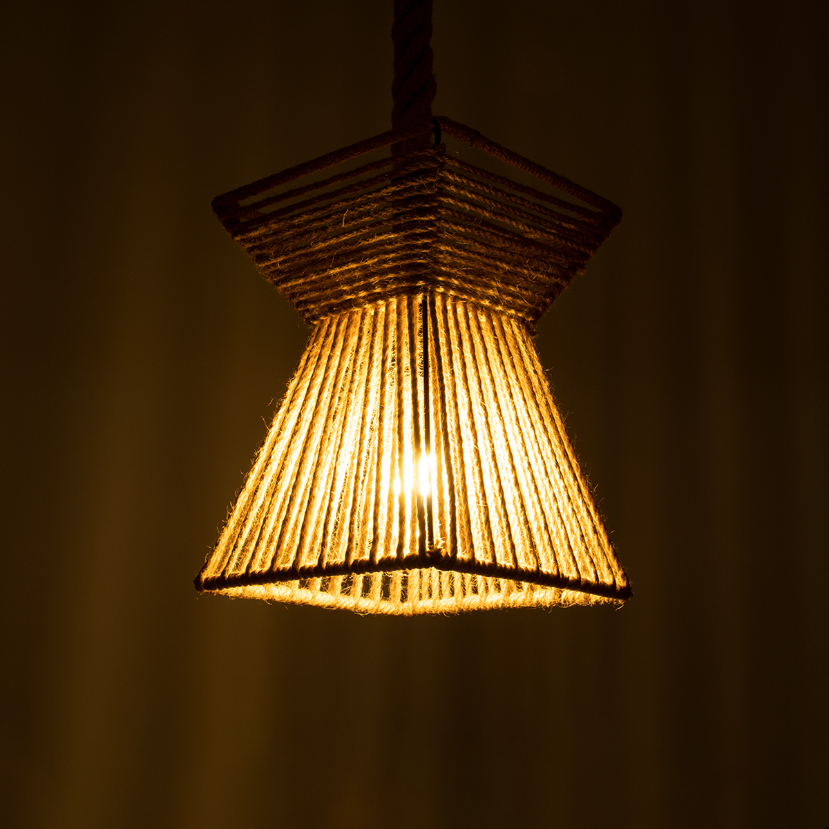 LEDTM® ROUGE 01611 Boho Κρεμαστό Φωτιστικό Οροφής με Ντουί 1 x E27 AC 220-240V IP20 - Μπεζ - Μ21 x Π21 x Y27cm - Image 3