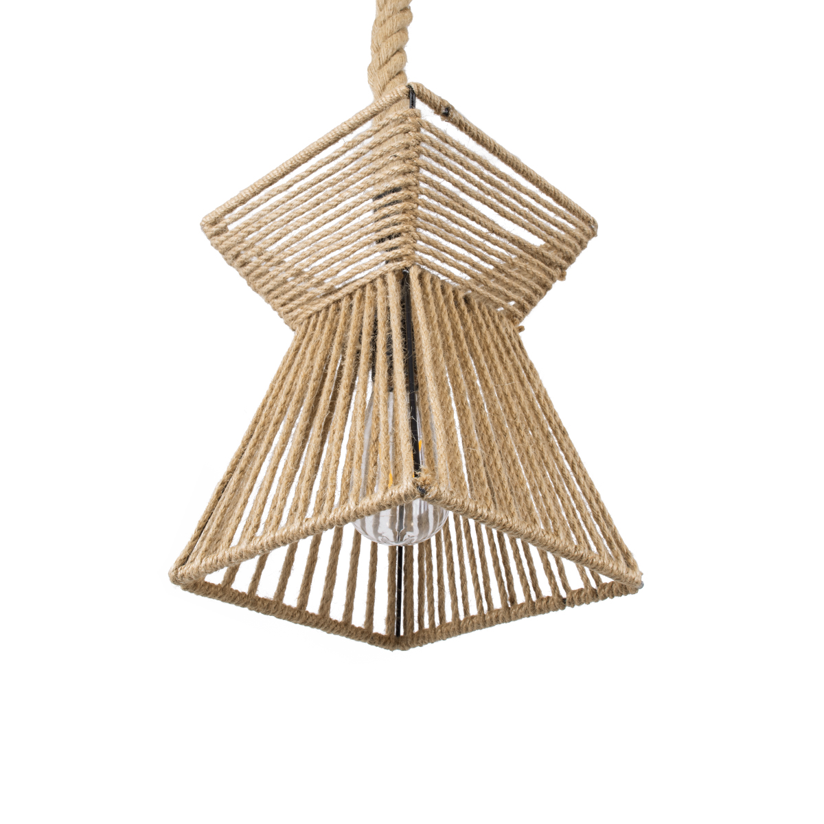 LEDTM® ROUGE 01611 Boho Κρεμαστό Φωτιστικό Οροφής με Ντουί 1 x E27 AC 220-240V IP20 - Μπεζ - Μ21 x Π21 x Y27cm - Image 6