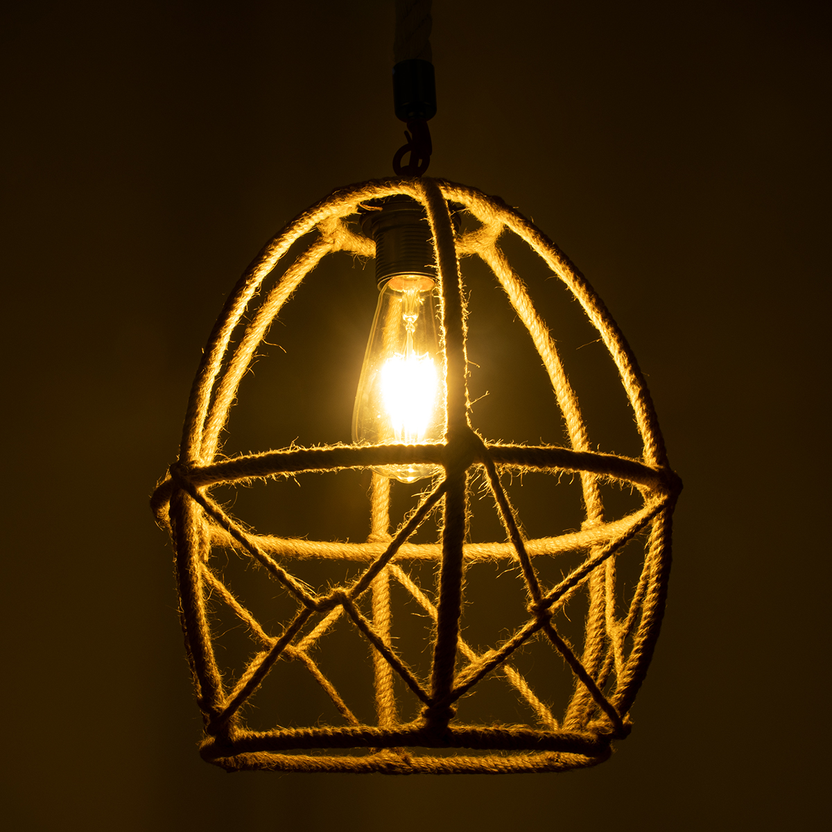 LEDTM® TELAN 01615 Vintage Κρεμαστό Φωτιστικό Οροφής με Ντουί 1 x E27 AC 220-240V IP20 - Μπεζ - Μ30 x Π30 x Υ38cm - Image 3