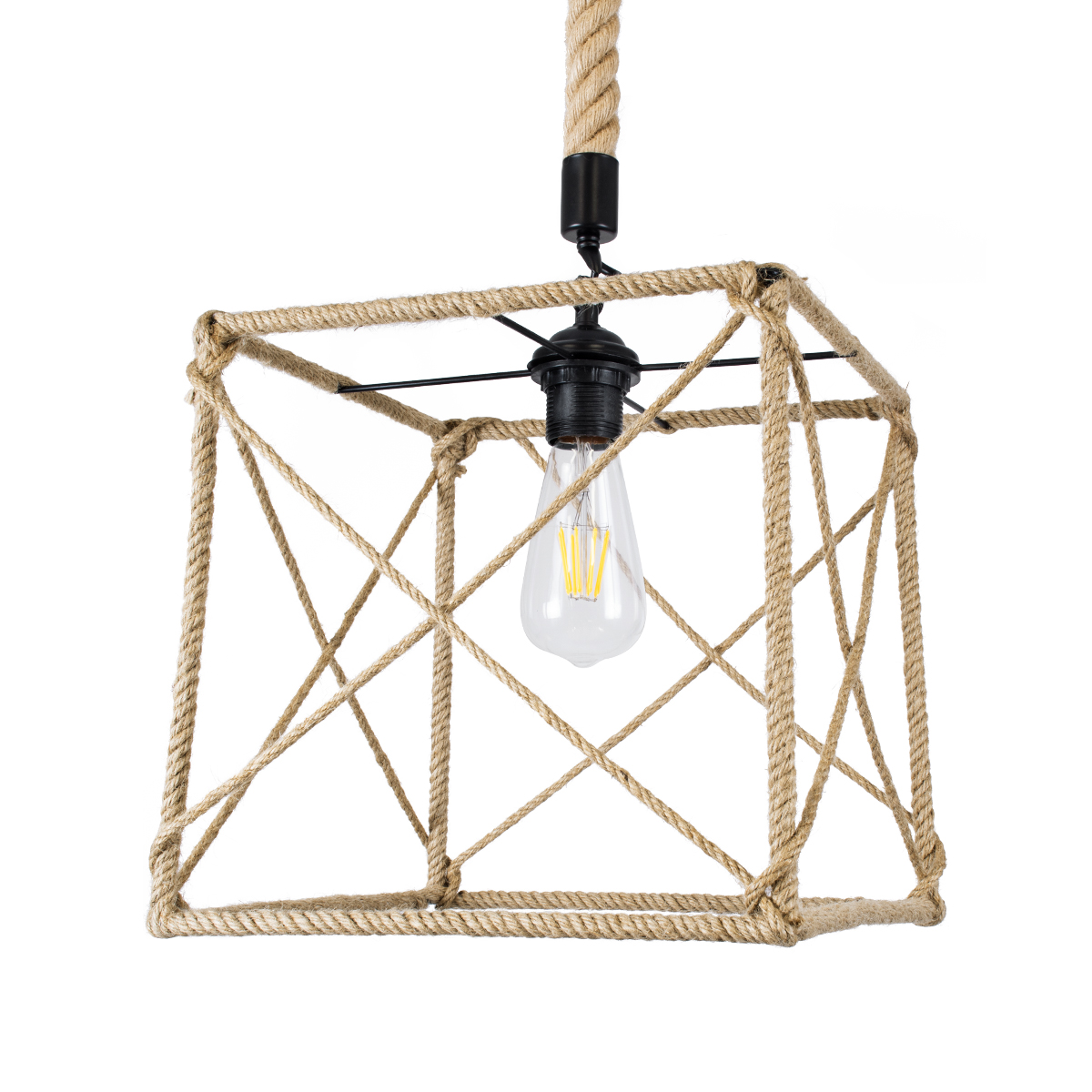 LEDTM® POLISHED 01616 Vintage Κρεμαστό Φωτιστικό Οροφής με Ντουί 1 x E27 AC 220-240V IP20 - Μαύρο & Μπεζ - Μ30 x Π30 x Υ30cm - Image 5