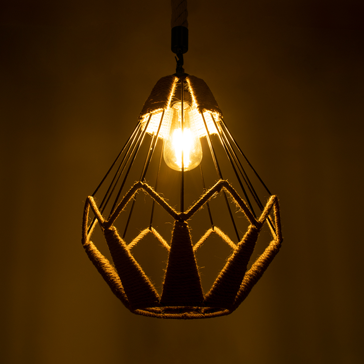 LEDTM® CONICAL 01617 Vintage Κρεμαστό Φωτιστικό Οροφής με Ντουί 1 x E27 AC 220-240V IP20 - Μαύρο & Μπεζ - Μ30 x Π30 x Υ40cm - Image 3
