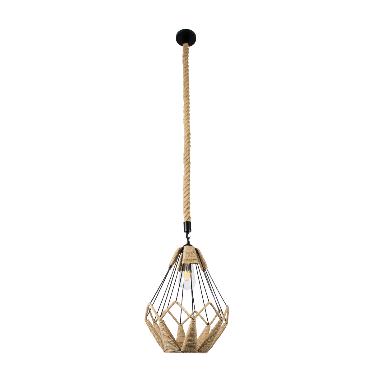 LEDTM® CONICAL 01617 Vintage Κρεμαστό Φωτιστικό Οροφής με Ντουί 1 x E27 AC 220-240V IP20 - Μαύρο & Μπεζ - Μ30 x Π30 x Υ40cm - Image 4