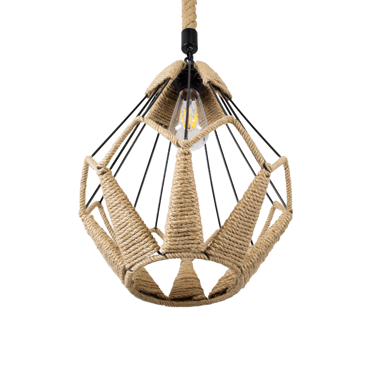 LEDTM® CONICAL 01617 Vintage Κρεμαστό Φωτιστικό Οροφής με Ντουί 1 x E27 AC 220-240V IP20 - Μαύρο & Μπεζ - Μ30 x Π30 x Υ40cm - Image 6