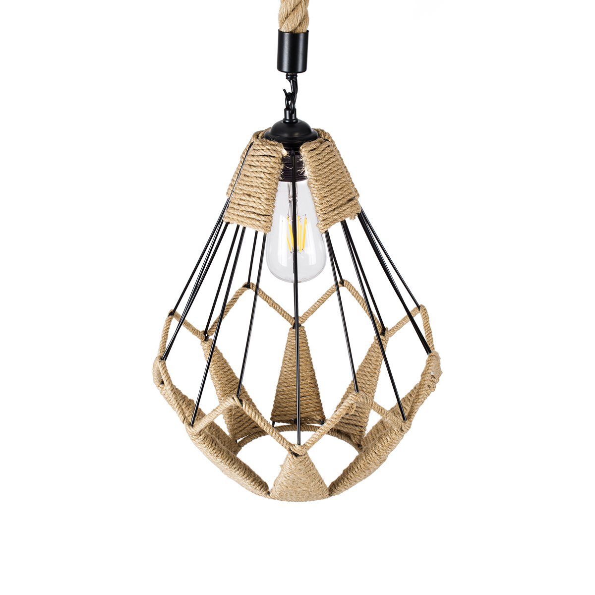 LEDTM® CONICAL 01617 Vintage Κρεμαστό Φωτιστικό Οροφής με Ντουί 1 x E27 AC 220-240V IP20 - Μαύρο & Μπεζ - Μ30 x Π30 x Υ40cm - Image 7