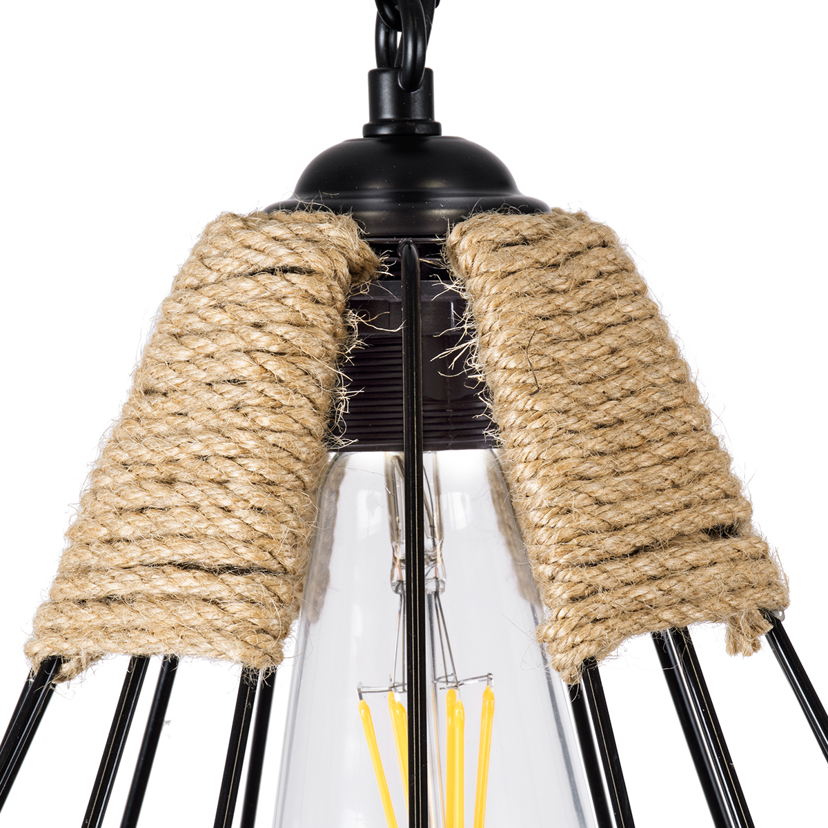 LEDTM® CONICAL 01617 Vintage Κρεμαστό Φωτιστικό Οροφής με Ντουί 1 x E27 AC 220-240V IP20 - Μαύρο & Μπεζ - Μ30 x Π30 x Υ40cm - Image 8