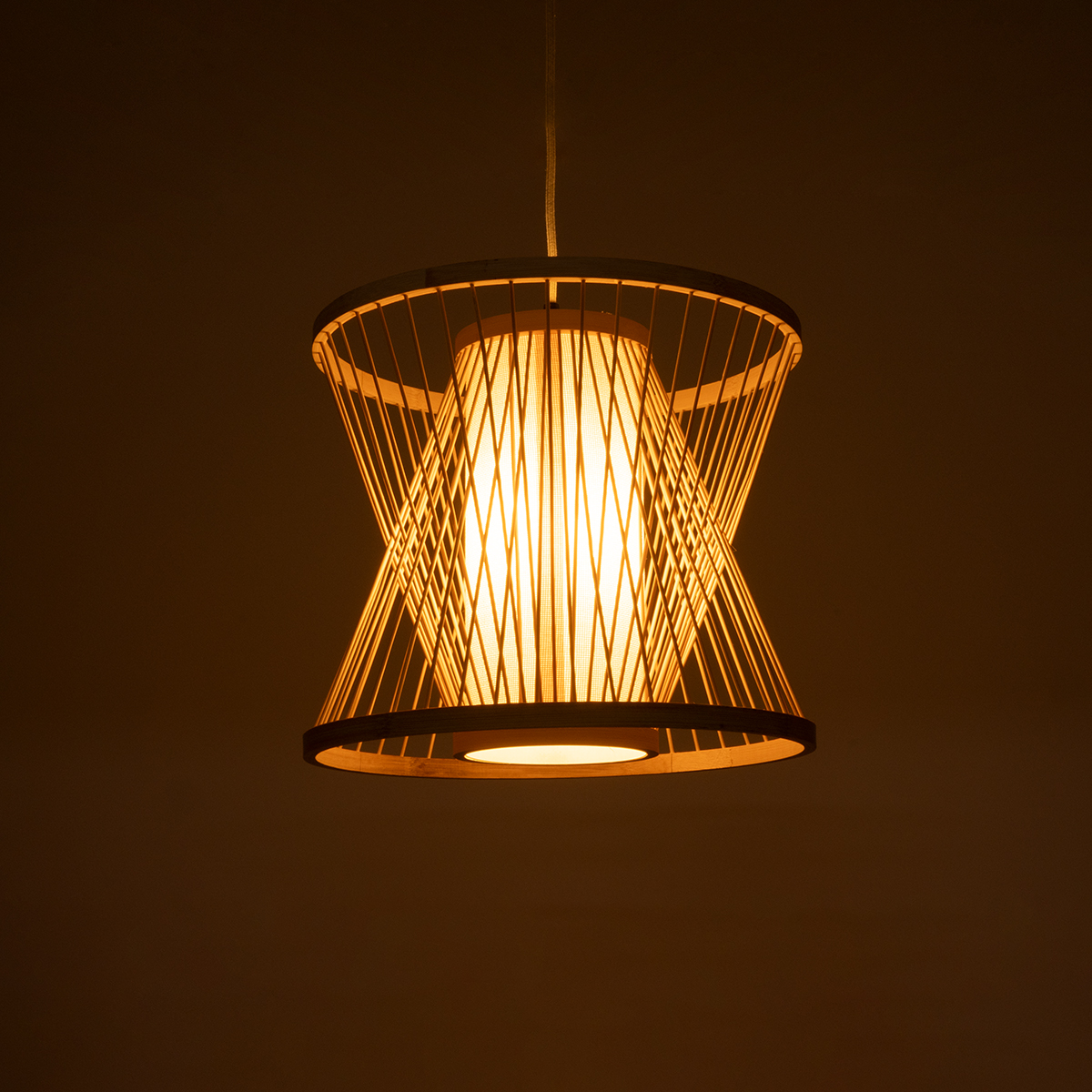 LEDTM® HIBISCUS 01632 Boho Κρεμαστό Φωτιστικό Οροφής με Ντουί 1 x E27 AC 220-240V IP20 - Μπεζ - Μ35 x Π35 x Y30cm - Image 3