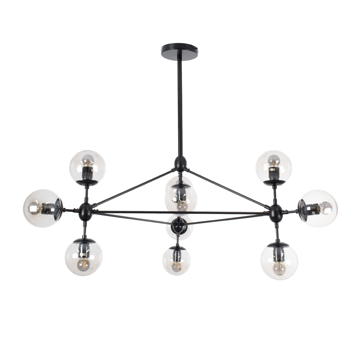 LEDTM® SENTINEL 01636 Μοντέρνο Φωτιστικό Οροφής με Ντουί 10 x E27 AC 220-240V IP20 - Μαύρο & Διάφανο - Μ105 x Π80 x Υ90cm - Image 2