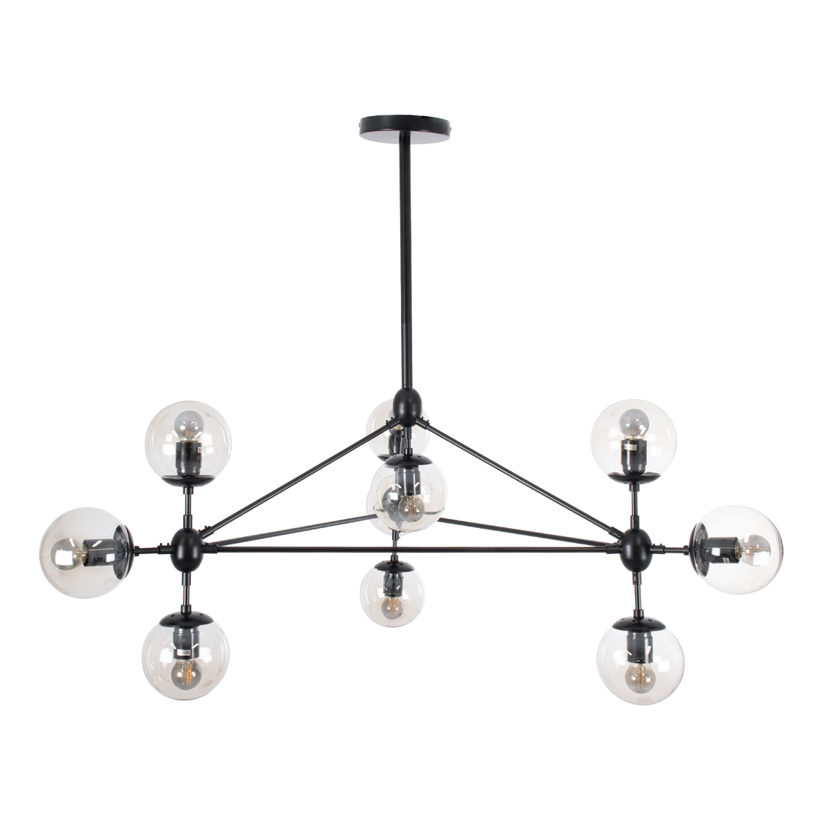 LEDTM® SENTINEL 01636 Μοντέρνο Φωτιστικό Οροφής με Ντουί 10 x E27 AC 220-240V IP20 - Μαύρο & Διάφανο - Μ105 x Π80 x Υ90cm - Image 4