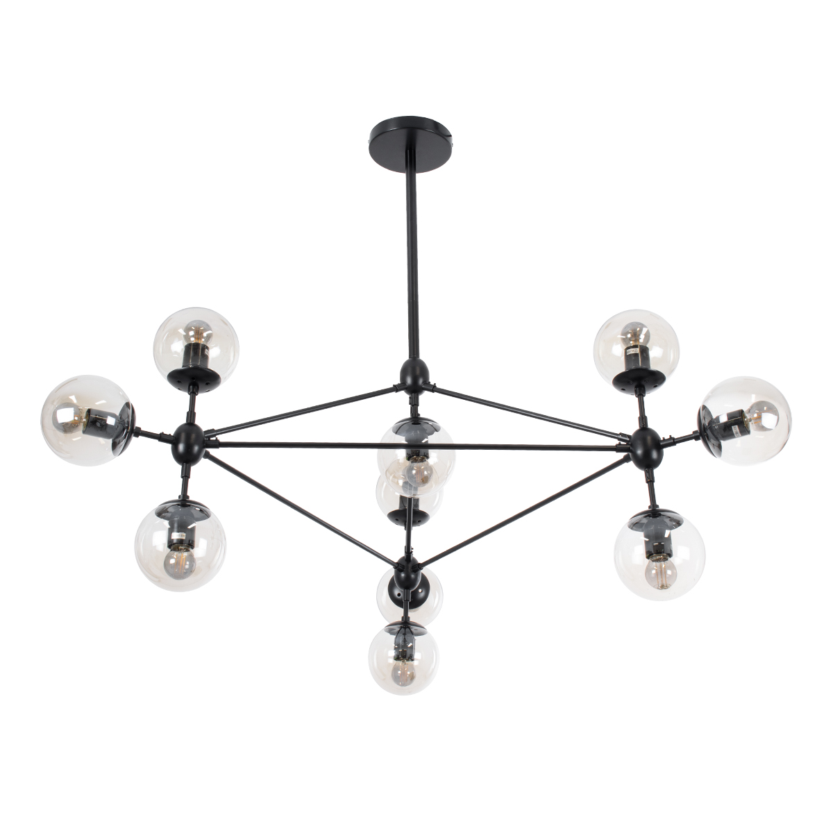 LEDTM® SENTINEL 01636 Μοντέρνο Φωτιστικό Οροφής με Ντουί 10 x E27 AC 220-240V IP20 - Μαύρο & Διάφανο - Μ105 x Π80 x Υ90cm - Image 5