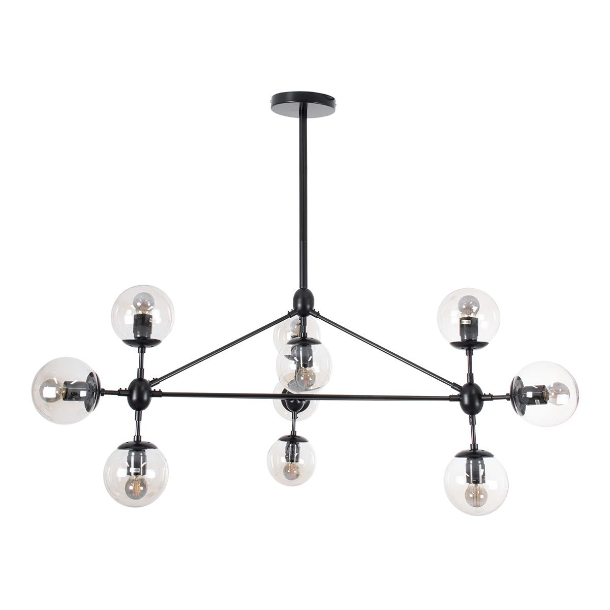 LEDTM® SENTINEL 01636 Μοντέρνο Φωτιστικό Οροφής με Ντουί 10 x E27 AC 220-240V IP20 - Μαύρο & Διάφανο - Μ105 x Π80 x Υ90cm - Image 6