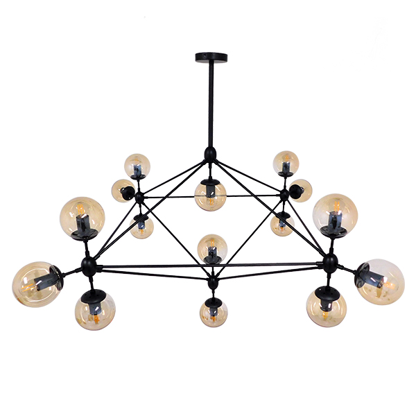 LEDTM® SENTINEL 01637 Μοντέρνο Φωτιστικό Οροφής με Ντουί 15 x E27 AC 220-240V IP20 - Μαύρο & Μελί - Μ150 x Π150 x Υ115cm - Image 4