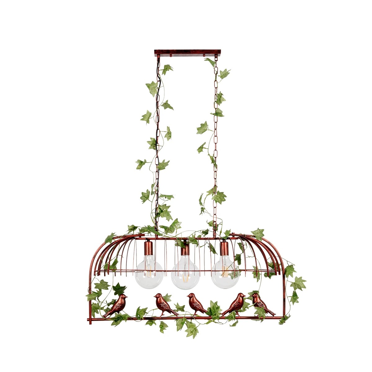 LEDTM® NEST 01648 Vintage Κρεμαστό Φωτιστικό Οροφής με Ντουί 3 x E27 AC 220-240V IP20 - Χάλκινο & Πράσινο - Μ85.5 x Π37.5 x Y38cm - Image 4
