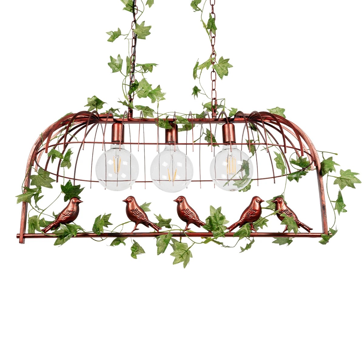 LEDTM® NEST 01648 Vintage Κρεμαστό Φωτιστικό Οροφής με Ντουί 3 x E27 AC 220-240V IP20 - Χάλκινο & Πράσινο - Μ85.5 x Π37.5 x Y38cm - Image 6