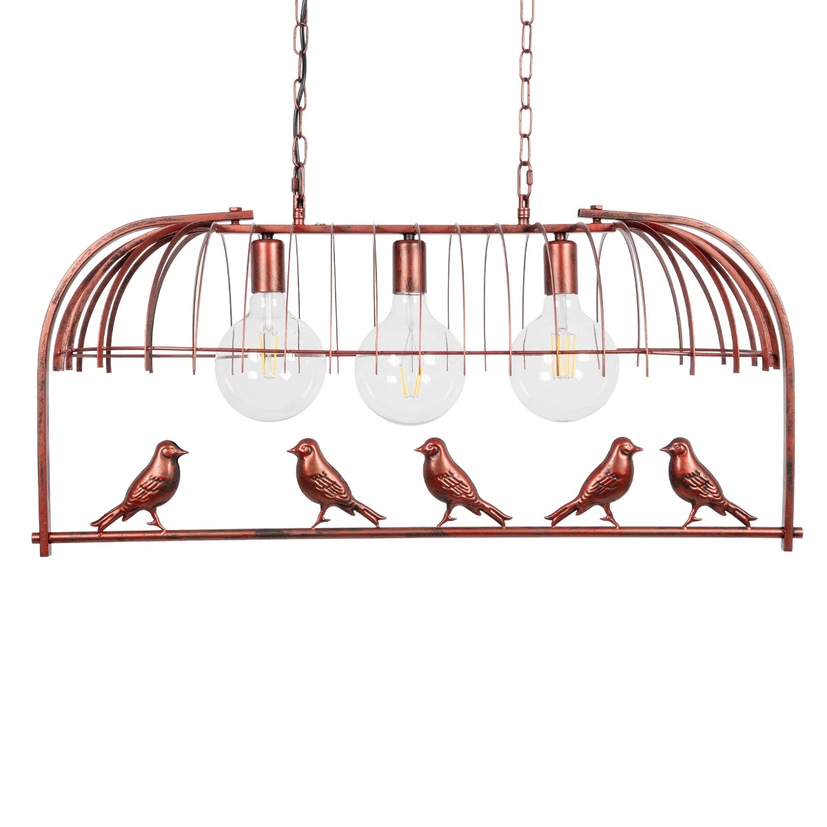 LEDTM® NEST 01648 Vintage Κρεμαστό Φωτιστικό Οροφής με Ντουί 3 x E27 AC 220-240V IP20 - Χάλκινο & Πράσινο - Μ85.5 x Π37.5 x Y38cm - Image 9