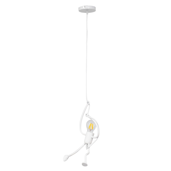LEDTM® LITTLE MAN 01651 Μοντέρνο Κρεμαστό Φωτιστικό Οροφής με Ντουί 1 x E27 AC 220-240V IP20 - Λευκό - Μ20 x Π20 x Υ40cm - Image 2