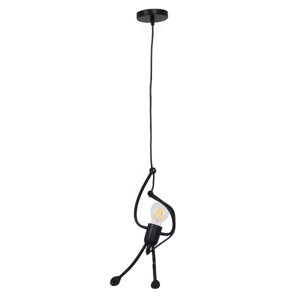 LEDTM® LITTLE MAN 01652 Μοντέρνο Κρεμαστό Φωτιστικό Οροφής με Ντουί 1 x E27 AC 220-240V IP20 - Μαύρο - Μ20 x Π20 x Υ40cm - Image 2