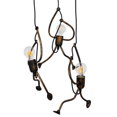 Alternative view of LEDTM® LITTLE MAN 01656 Μοντέρνο Κρεμαστό Φωτιστικό Οροφής με Ντουί 3 x E27 AC 220-240V IP20 - Χάλκινο - Μ45 x Π45 x Υ40cm