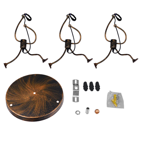 LEDTM® LITTLE MAN 01656 Μοντέρνο Κρεμαστό Φωτιστικό Οροφής με Ντουί 3 x E27 AC 220-240V IP20 - Χάλκινο - Μ45 x Π45 x Υ40cm - Image 7