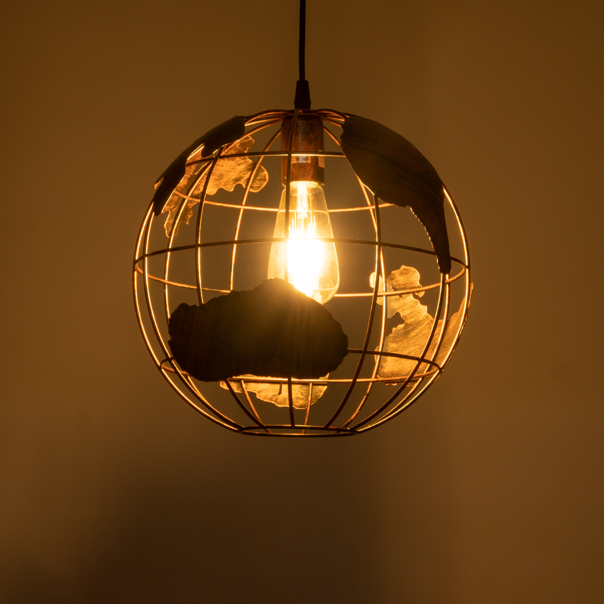 LEDTM® EARTH 01662 Vintage Κρεμαστό Φωτιστικό Οροφής με Ντουί 1 x E27 AC 220-240V IP20 - Χάλκινο - Μ30 x Π30 x Y30cm - Image 3
