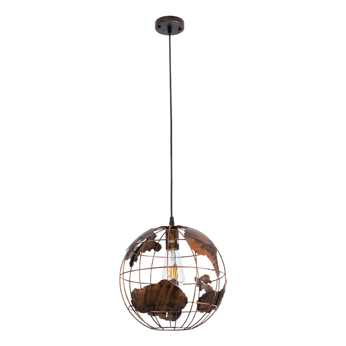 LEDTM® EARTH 01662 Vintage Κρεμαστό Φωτιστικό Οροφής με Ντουί 1 x E27 AC 220-240V IP20 - Χάλκινο - Μ30 x Π30 x Y30cm - Image 4