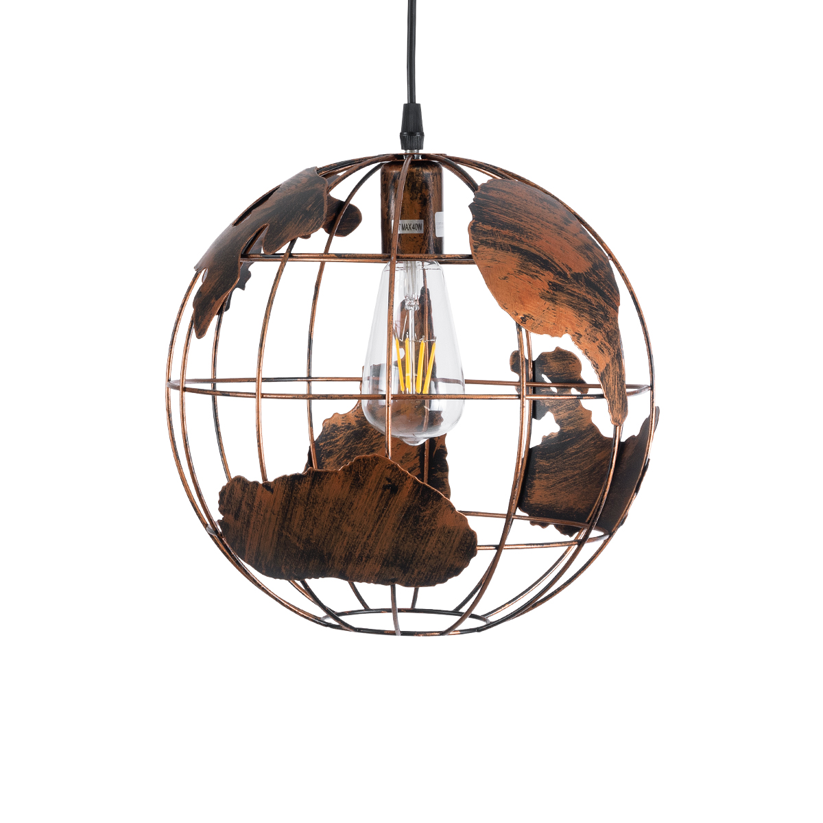 LEDTM® EARTH 01662 Vintage Κρεμαστό Φωτιστικό Οροφής με Ντουί 1 x E27 AC 220-240V IP20 - Χάλκινο - Μ30 x Π30 x Y30cm - Image 5