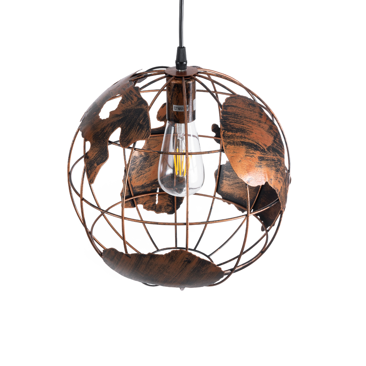 LEDTM® EARTH 01662 Vintage Κρεμαστό Φωτιστικό Οροφής με Ντουί 1 x E27 AC 220-240V IP20 - Χάλκινο - Μ30 x Π30 x Y30cm - Image 7