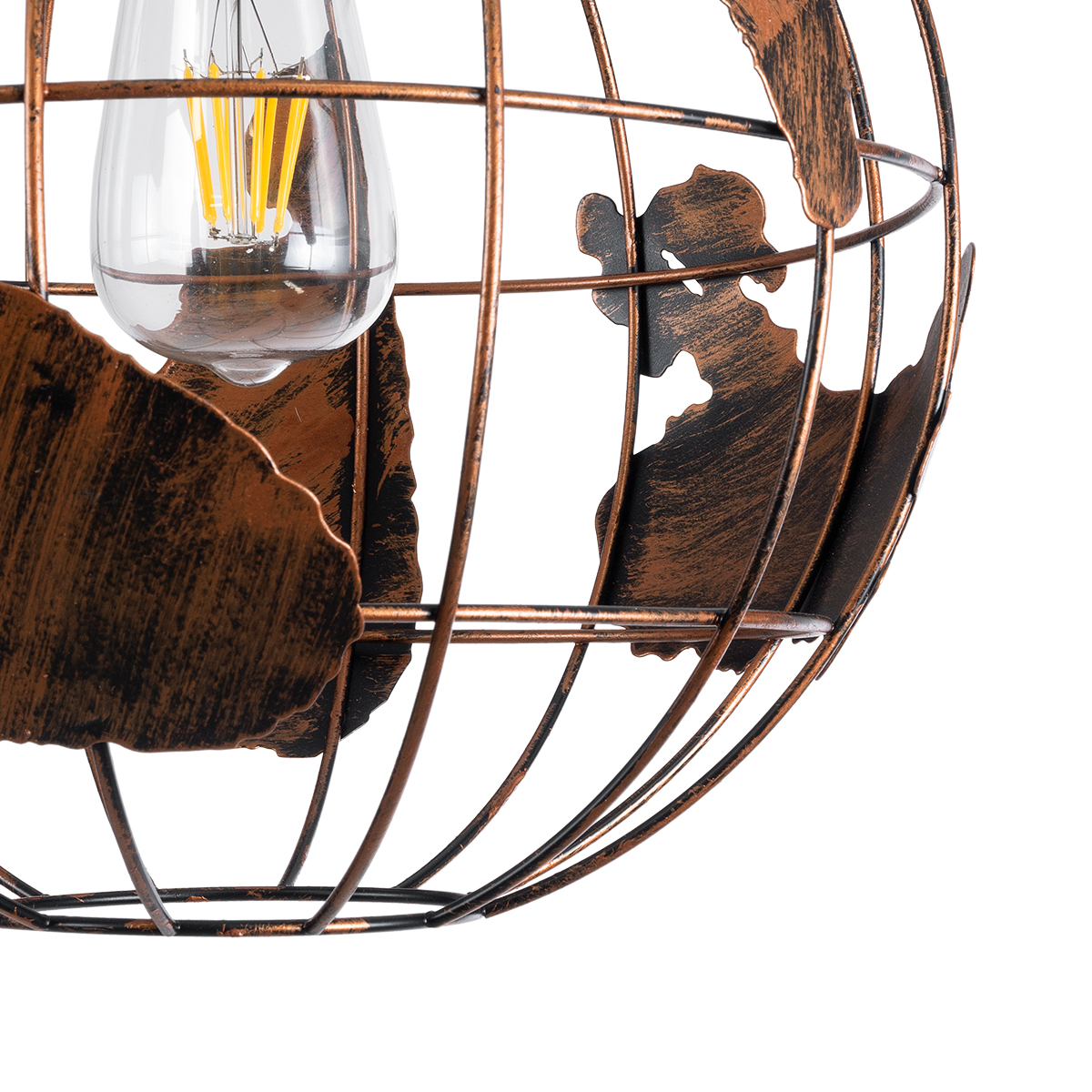 LEDTM® EARTH 01662 Vintage Κρεμαστό Φωτιστικό Οροφής με Ντουί 1 x E27 AC 220-240V IP20 - Χάλκινο - Μ30 x Π30 x Y30cm - Image 9
