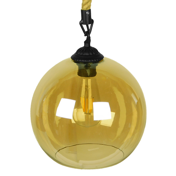 LEDTM® LENHAM 01668 Μοντέρνο Κρεμαστό Φωτιστικό Οροφής με Ντουί 1 x E27 AC 220-240V IP20 - Μπεζ & Μελί - Μ25 x Π25 x Y25cm - Image 5