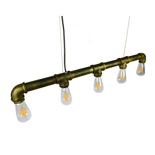 LEDTM® CANAL 01669 Vintage Κρεμαστό Φωτιστικό Οροφής με Ντουί 5 x E27 AC 220-240V IP20 - Μπρούτζινο - Μ92 x Π5 x Y8cm - Image 3
