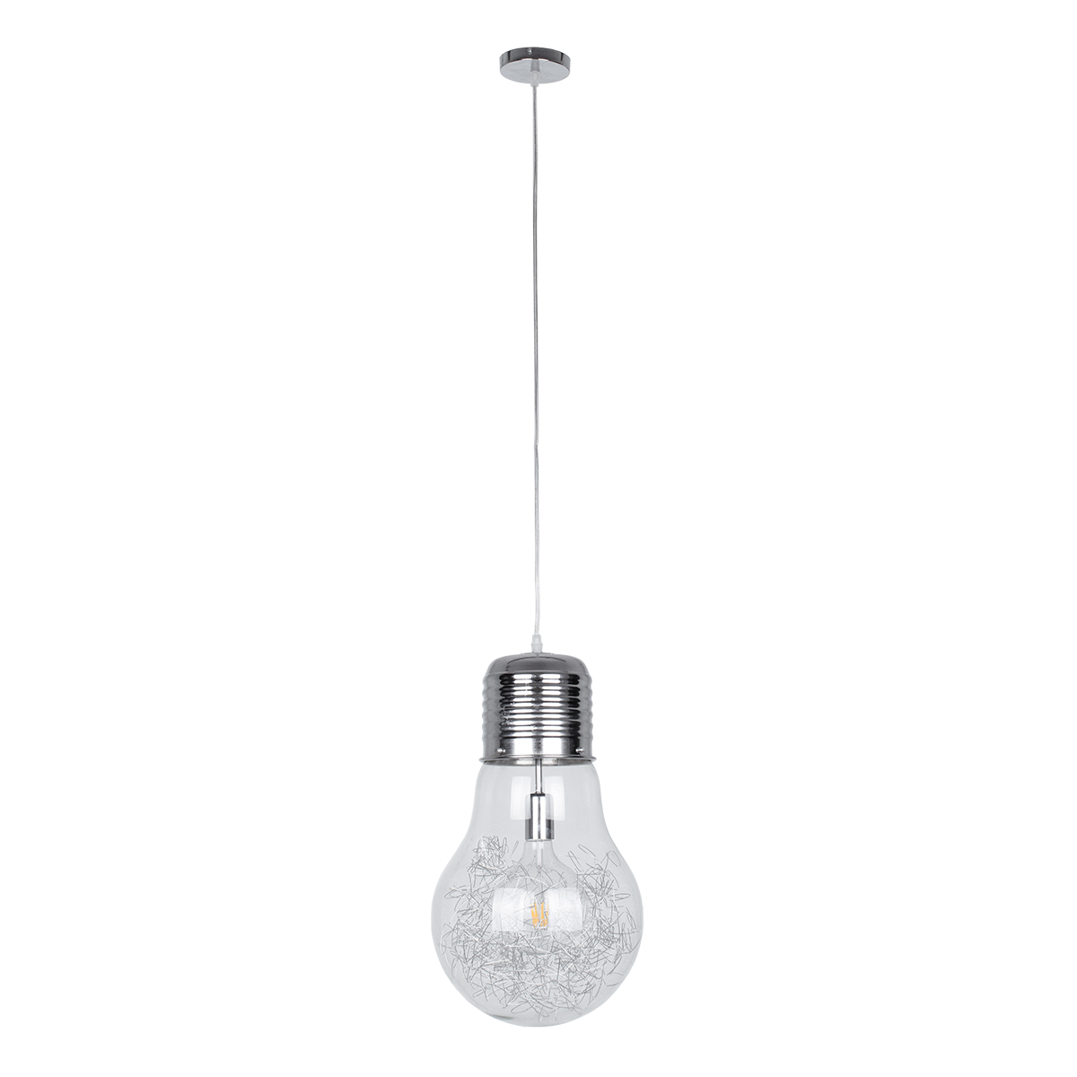 LEDTM® LAMP 01677 Μοντέρνο Κρεμαστό Φωτιστικό Οροφής με Ντουί 1 x E27 AC 220-240V IP20 - Ασημί & Διάφανο - Μ30 x Π30 x Υ52cm - Image 4